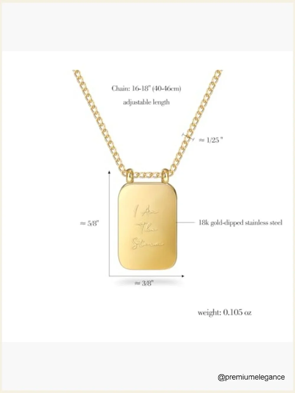 Inspirational Gold Pendant Necklace I Am The Storm Square Chain